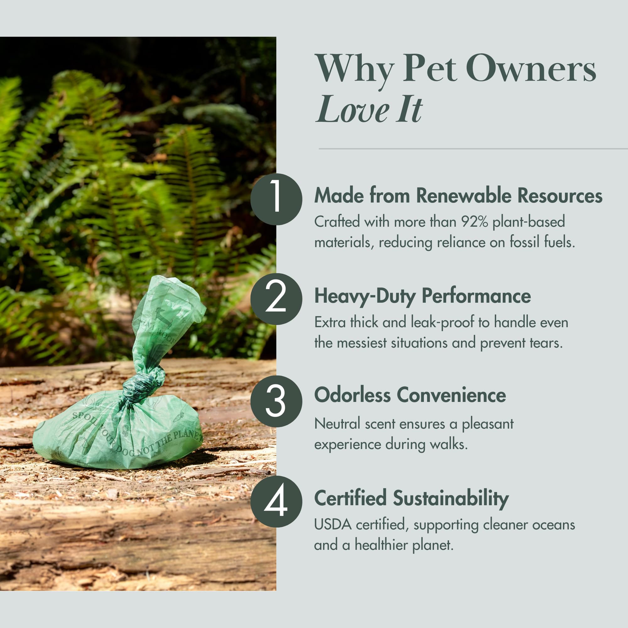 Nina Woof extra-thick bags ensure durable cleanup for messy park visits