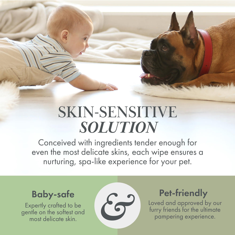 Nina Woof Aloe Vera Chamomile formula conveys gentle, soothing grooming.