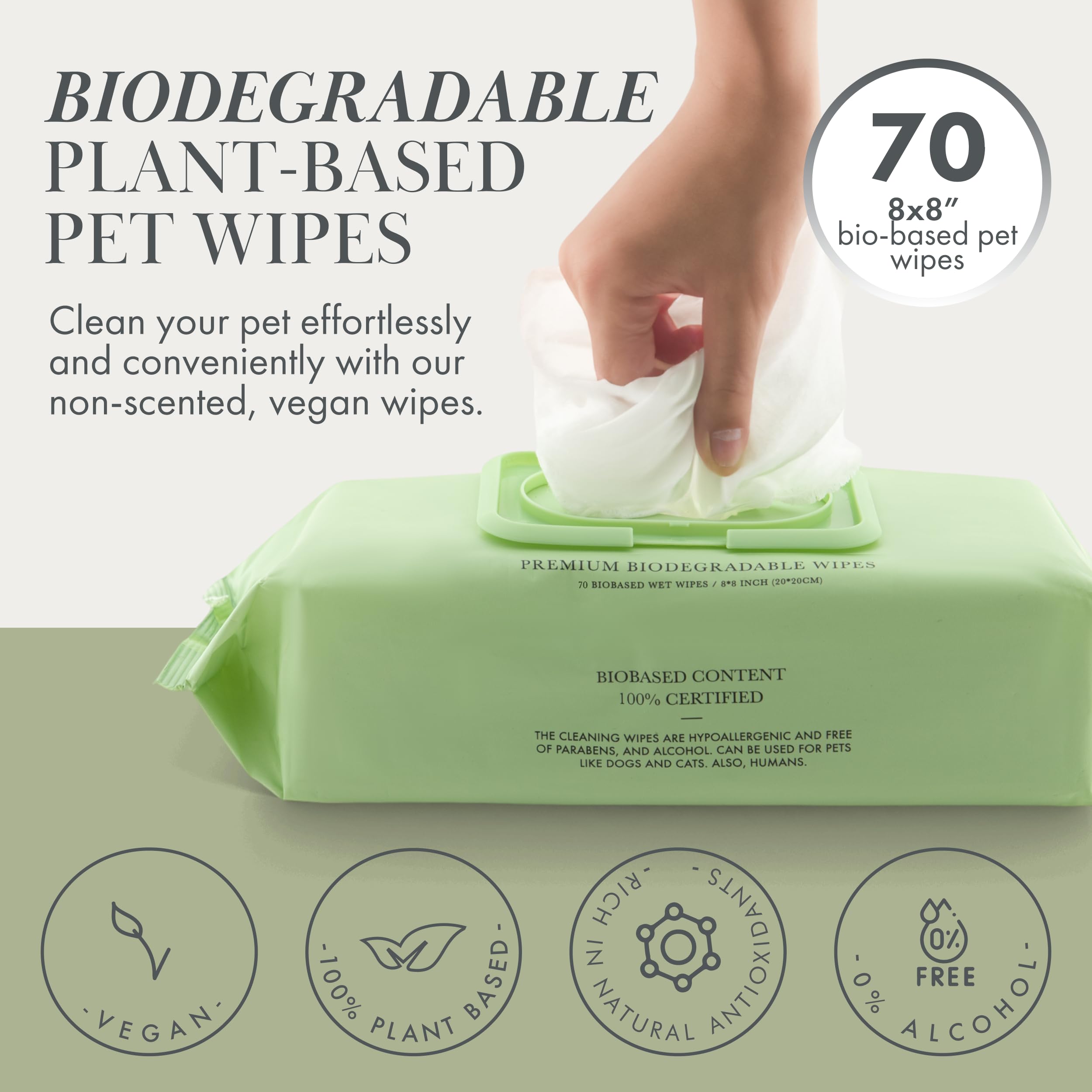 Nina Woof dog wipes ears clean scene highlighting hypoallergenic formula.