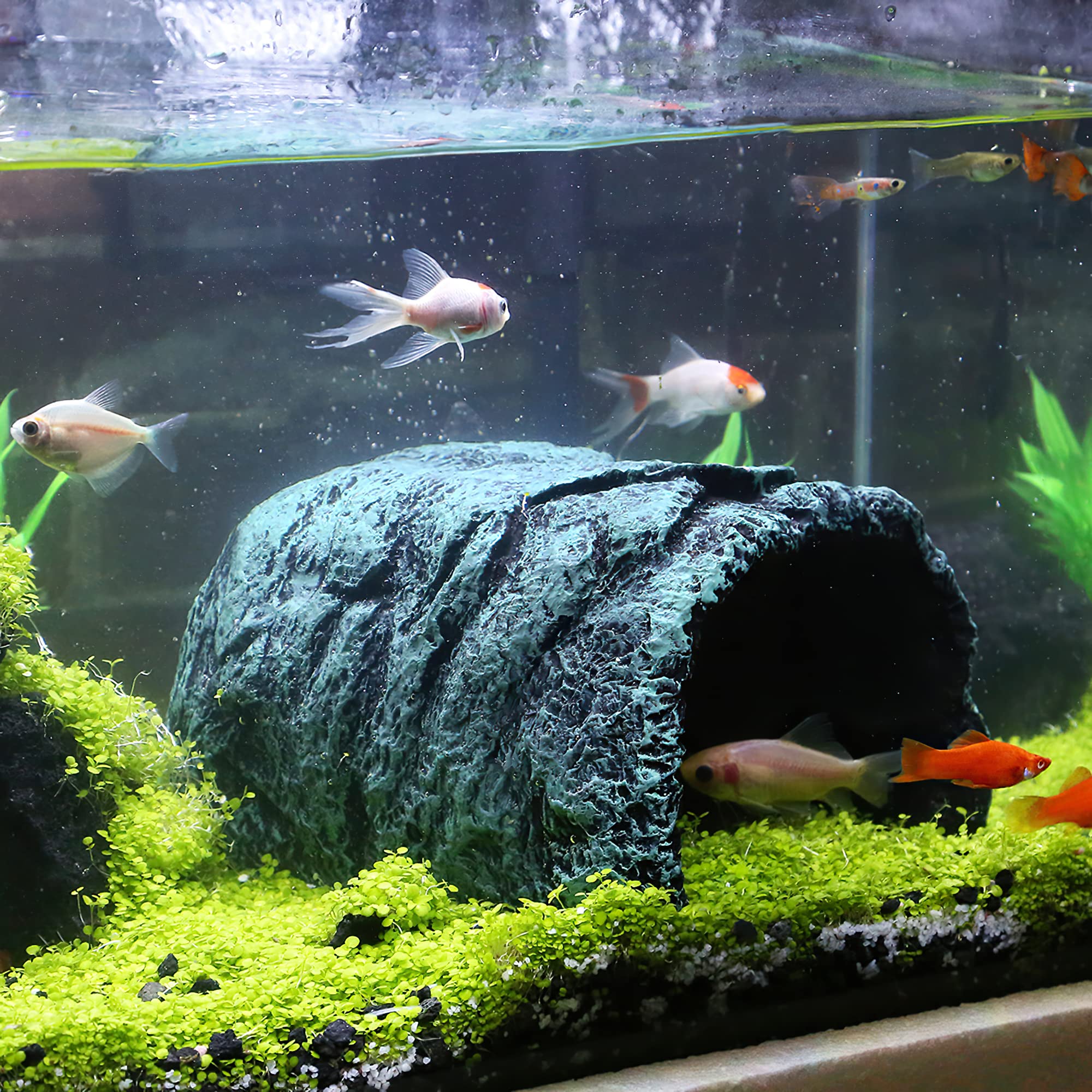 nine-nine-world-mall hide cave decoration front view shows natural resin texture for engaging aquarium play