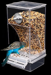 NINGVIHE No Mess Bird Feeder front view shows clean feeding area and clear visibility