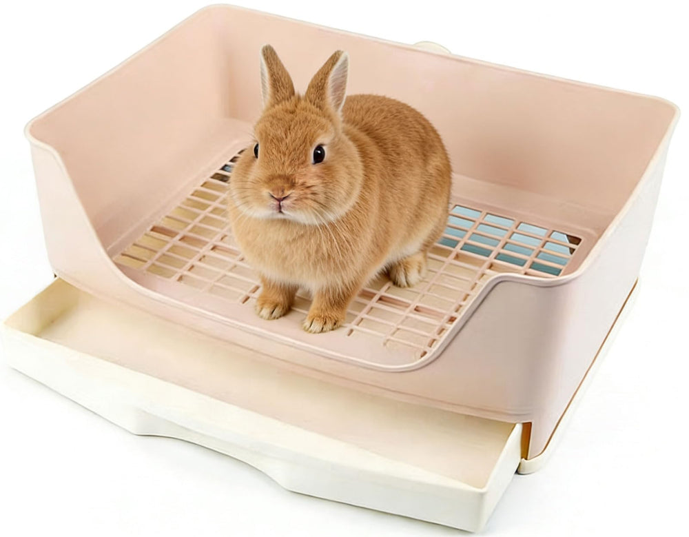 NINGVIHE rabbit litter box with drawer trainer facilitates quick cleanups after playtime