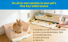 NINGVIHE semi-enclosed rabbit litter box minimizes splashes and keeps bedding dry