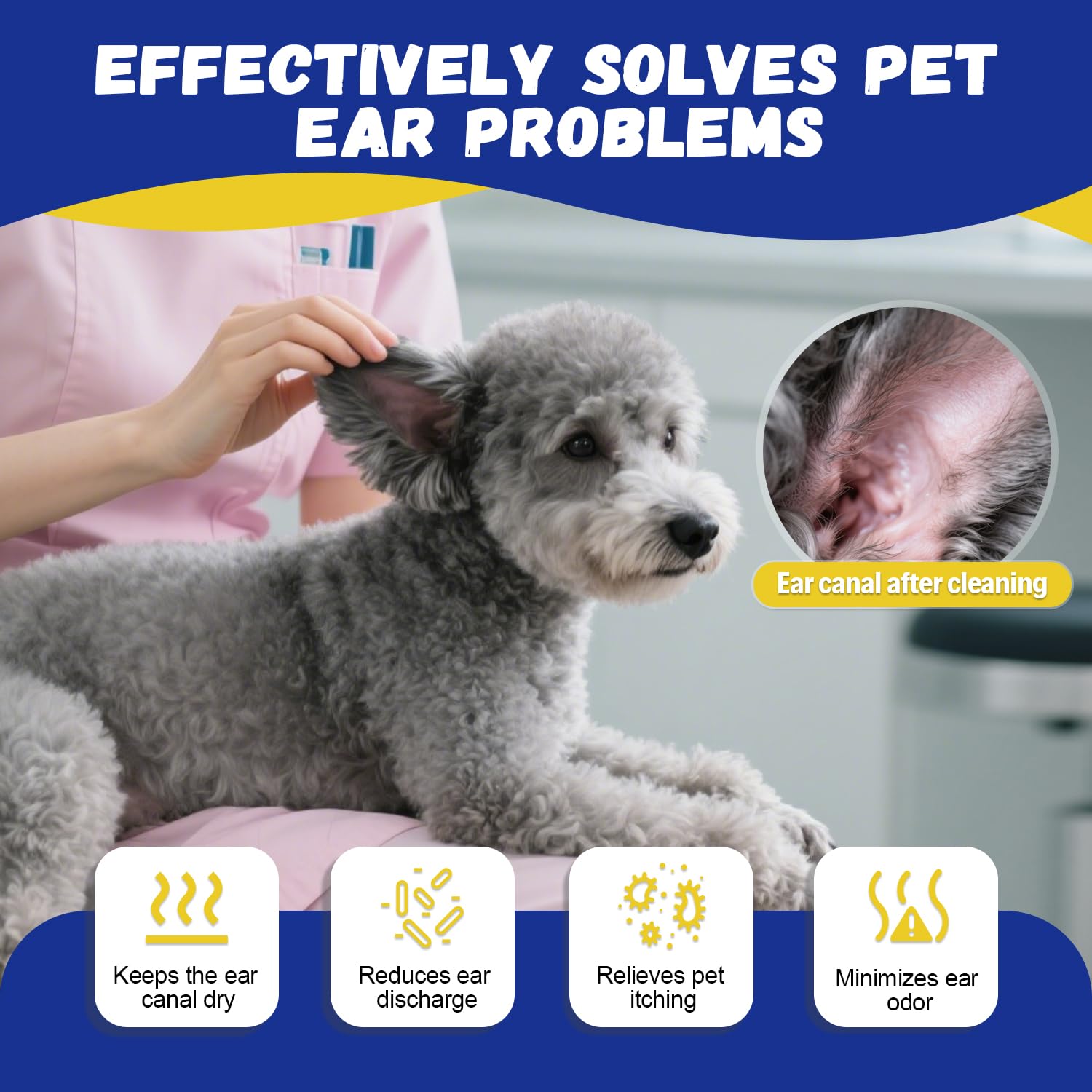 Ninibabie ear powder bottle shown with kit for routine care