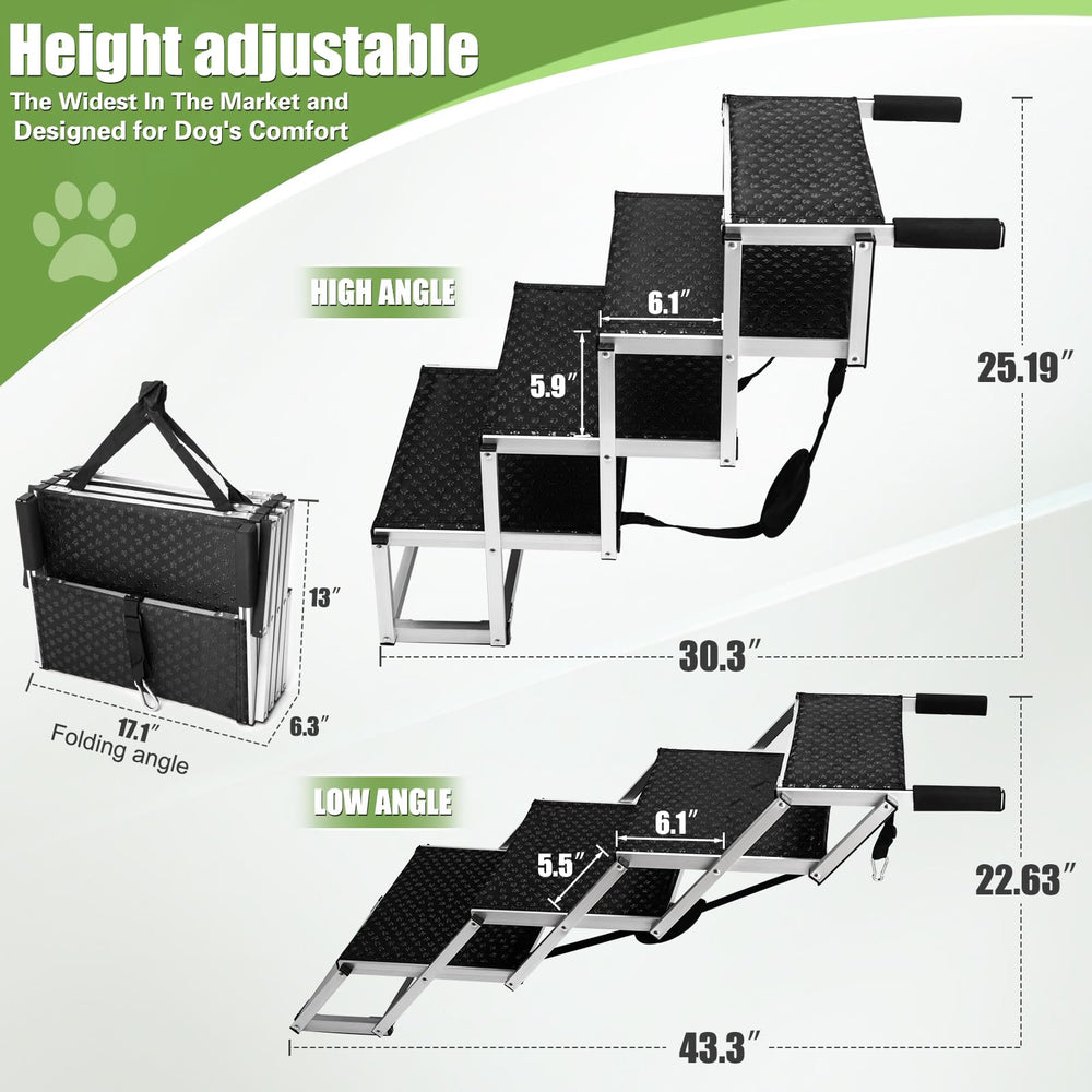 Ninth Shop Foldable Dog Stairs in-car-trunk illustrates portable access during trips.