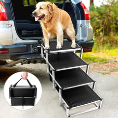 Ninth Shop Foldable Dog Stairs main view shows four-step design for easy pet access.