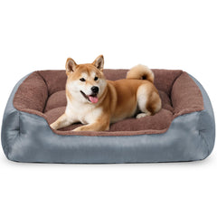 NIRDOG medium dog bed with raised side pillows for neck support and comfort.