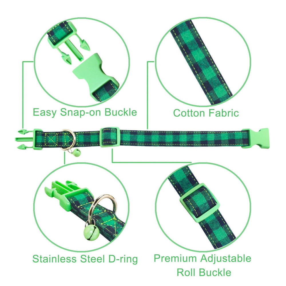 NISIYE adjustable plaid dog collar for perfect fit across small to large dogs