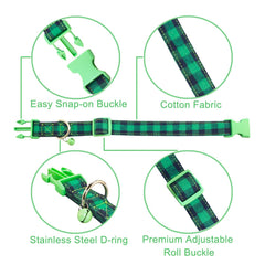 NISIYE adjustable plaid dog collar for perfect fit across small to large dogs