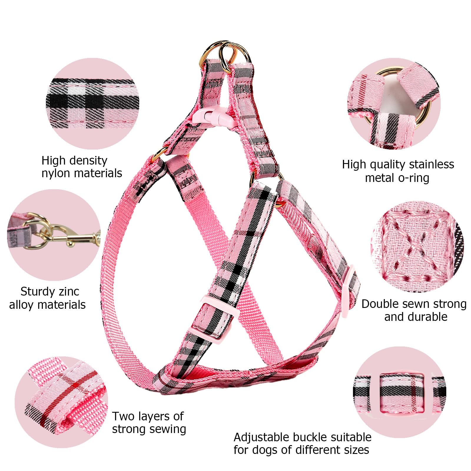 NISIYE plaid dog collar offers adjustable fit and reduced friction.