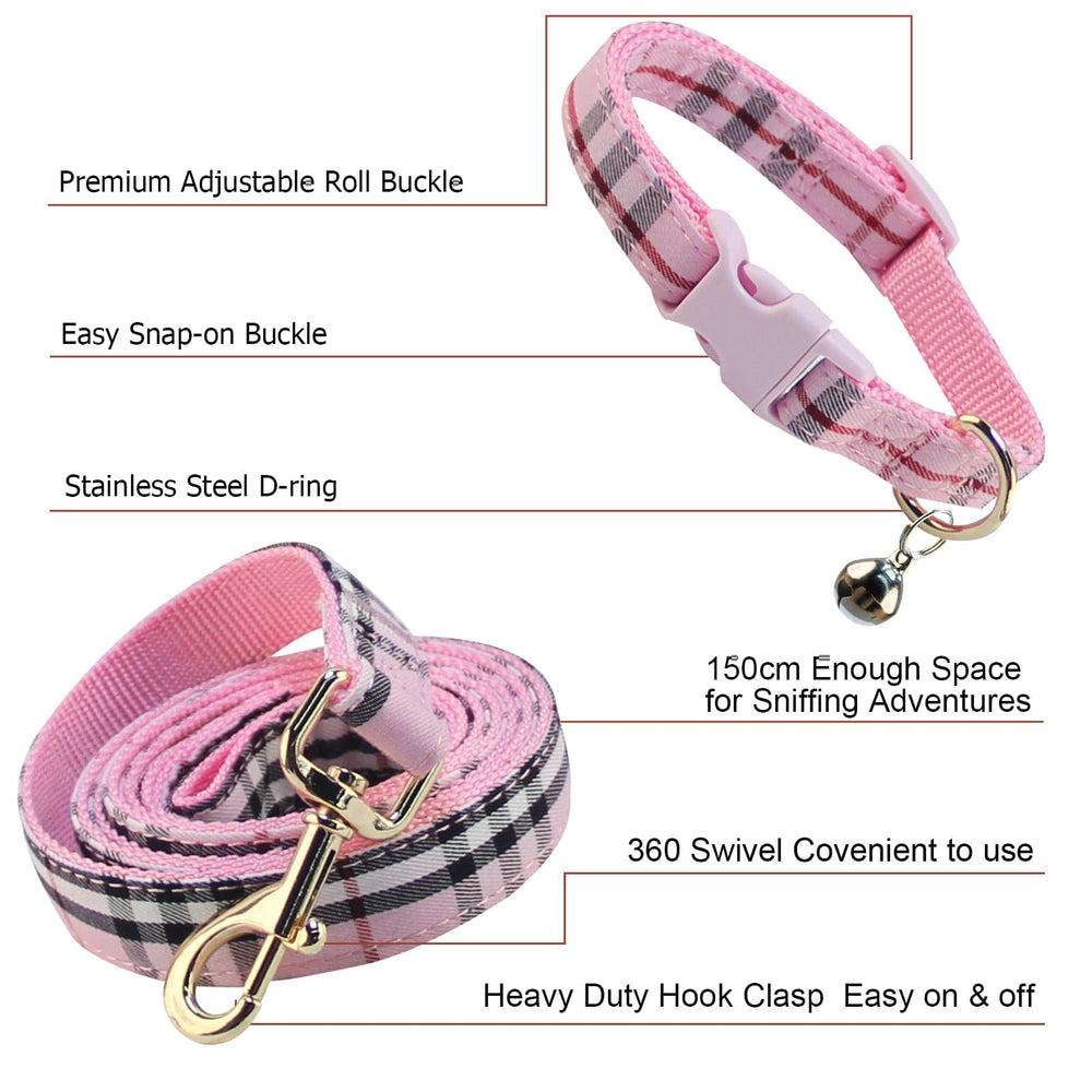 NISIYE plaid dog leash ideal for training and travel outings.