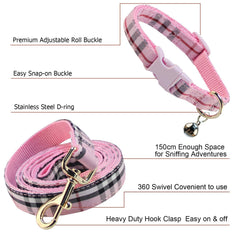 NISIYE plaid dog leash ideal for training and travel outings.