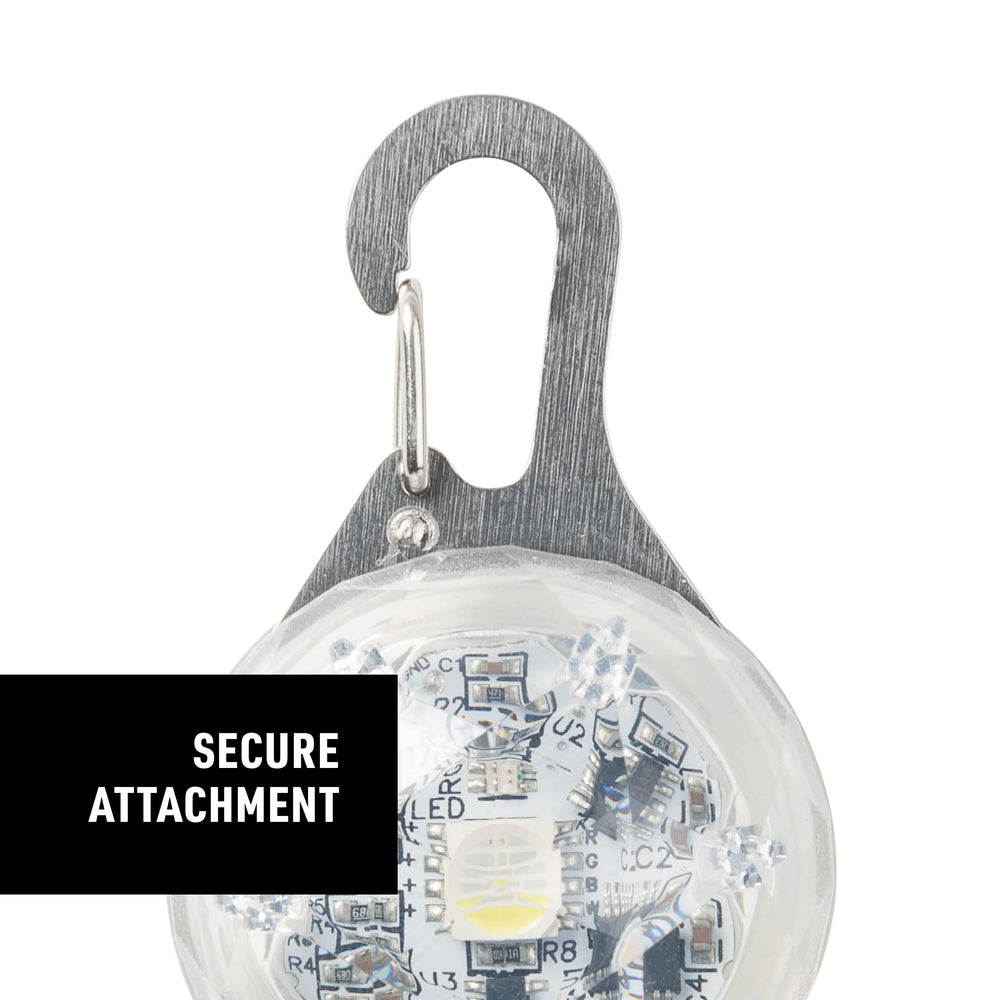 Nite Ize SpotLit securely attaches to dog collar for reliable use