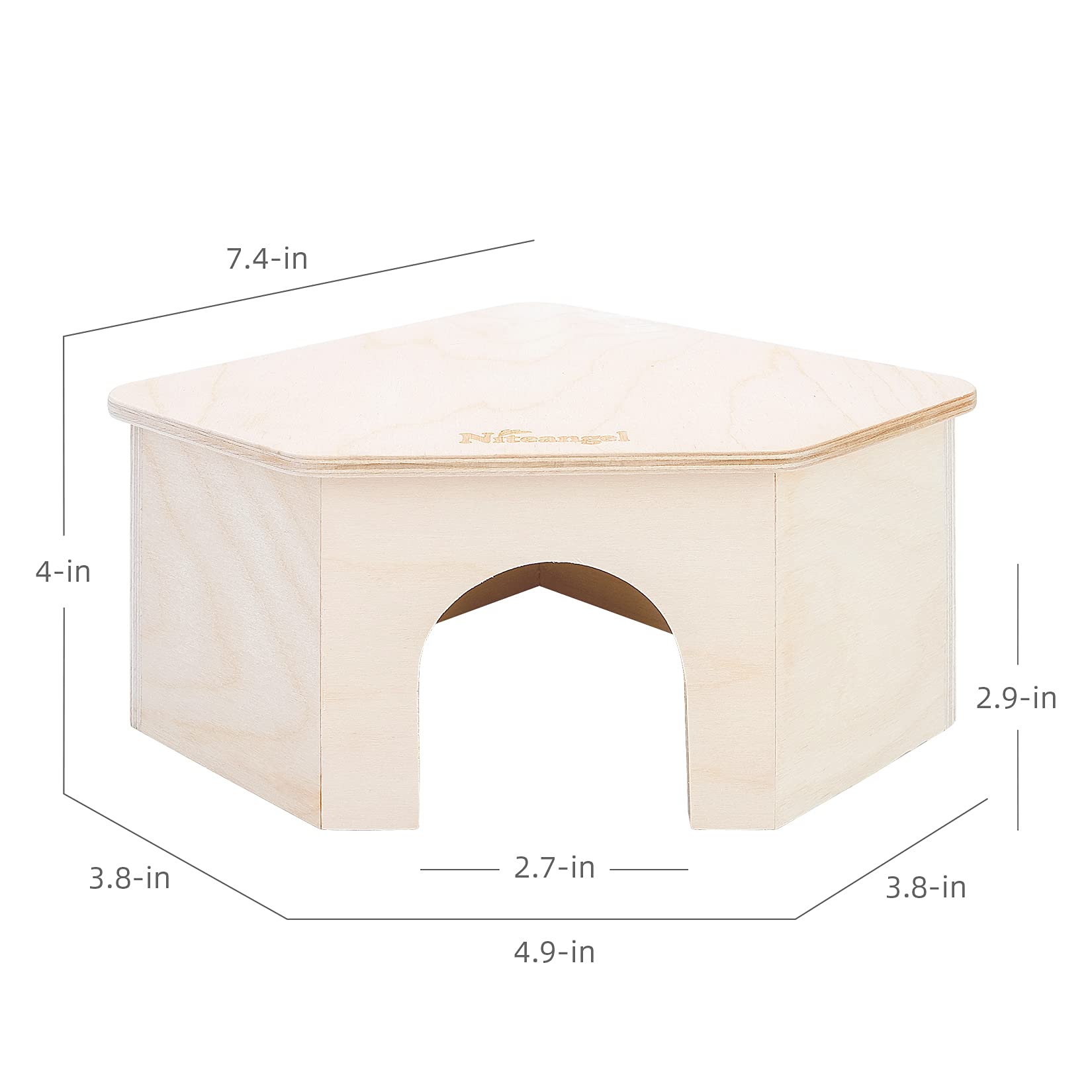 niteangel birch chamber-maze hamster hideout doorway close-up reveals 2.1-inch entrance suitable for small pets.