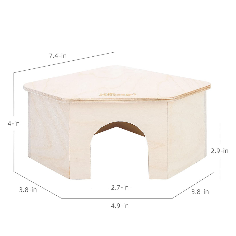 niteangel birch chamber-maze hamster hideout doorway close-up reveals 2.1-inch entrance suitable for small pets.