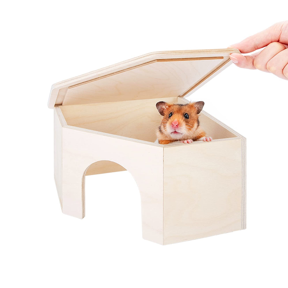 niteangel birch chamber-maze hamster hideout front view offers a cozy, secure retreat for small pets.