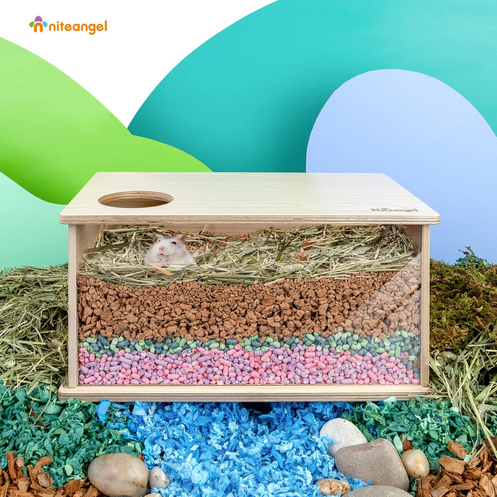Niteangel cork-based bedding absorbs odors while keeping habitat dry.