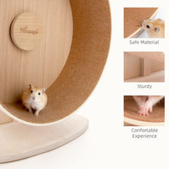 Niteangel cork-track wheel highlights paw-friendly surface and continuous running without cracks.