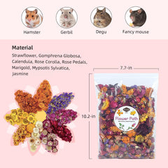 Niteangel dried flower bedding texture adds enrichment and chewing variety.