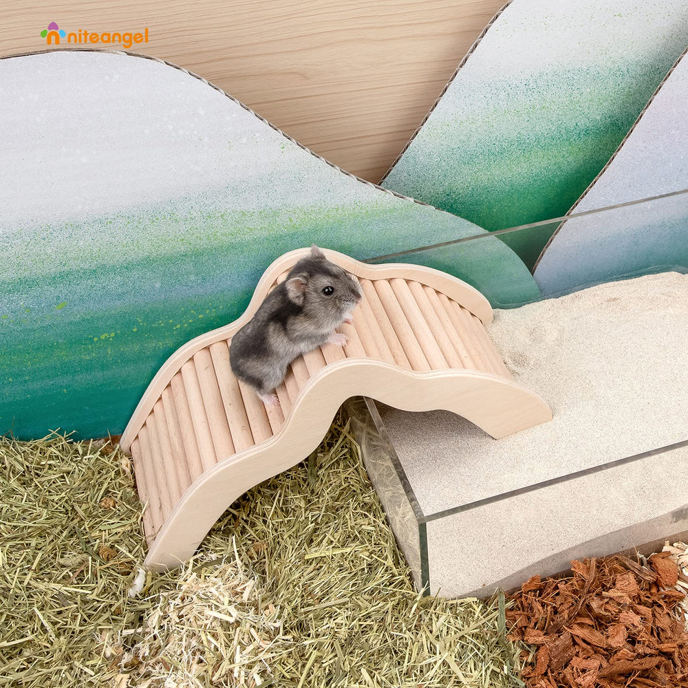 Niteangel hamster climbing bridge ladder beech wood detail highlights chew friendly material.