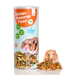 Niteangel Hamster Food & Treats Toy packaging highlights premium natural ingredients for small pets.