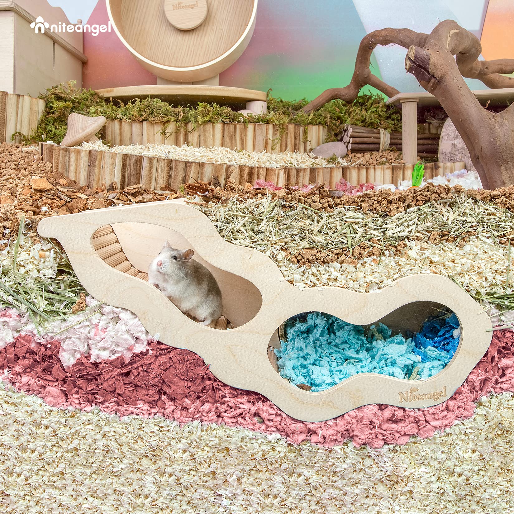 Niteangel hamster house climbing ladder image highlights built-in exercise and balance practice