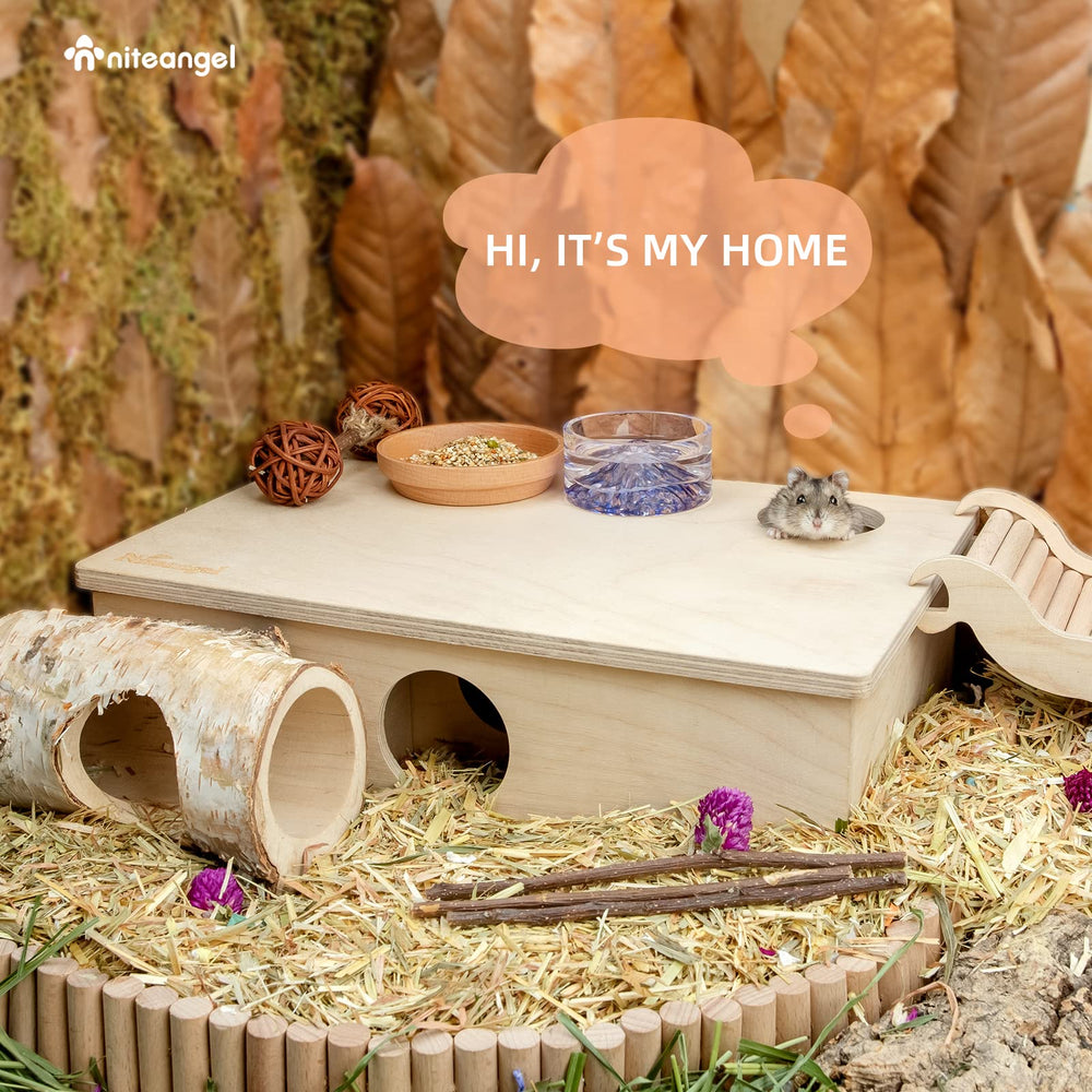 Niteangel compact wooden design fits small cages while encouraging burrow like activity.
