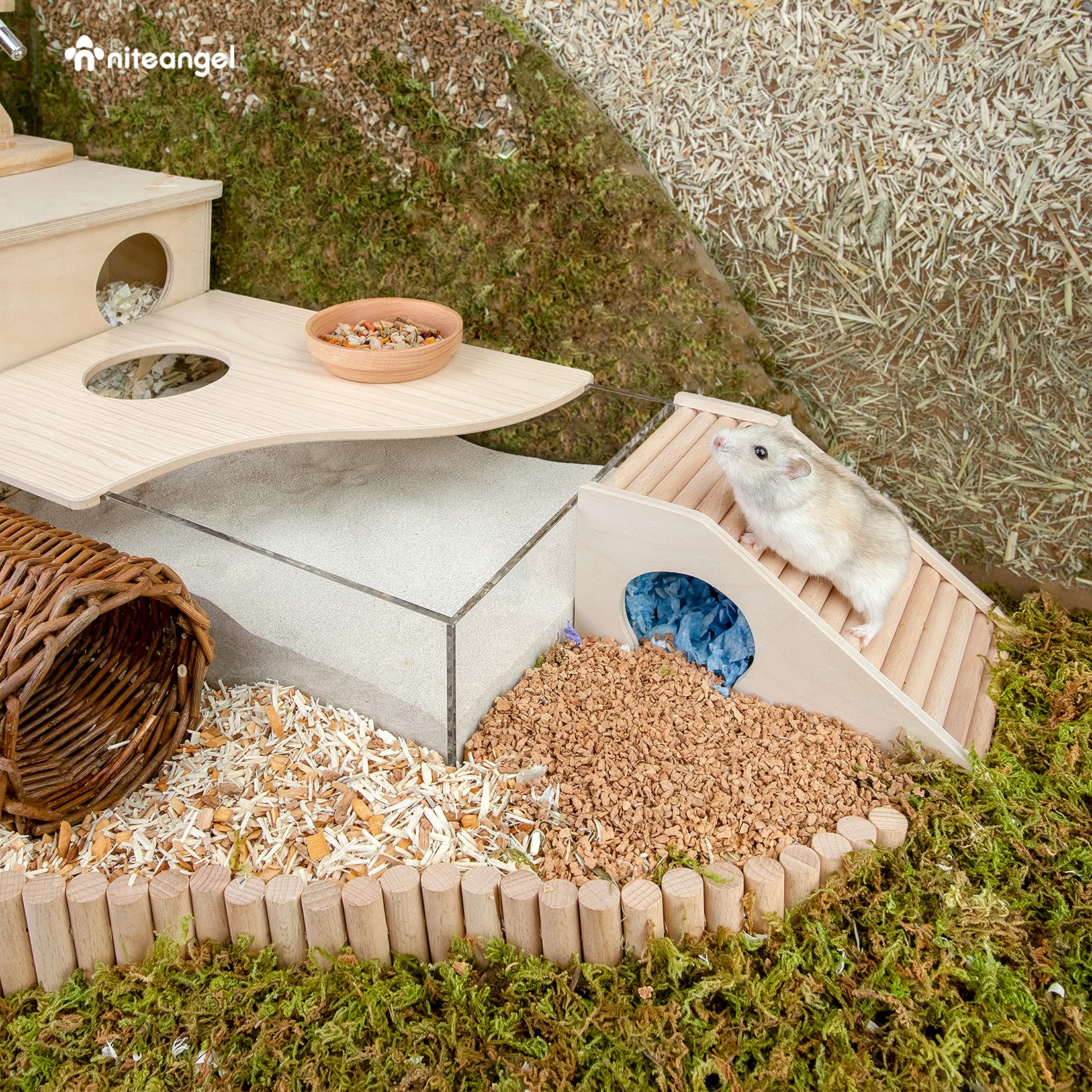 Niteangel hamster-house habitat-cave entry emphasizes secure semi-closed hideout
