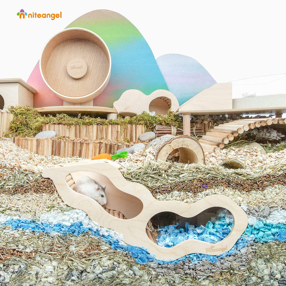 Niteangel hamster house secret peep tunnel photo demonstrates discreet viewing and play
