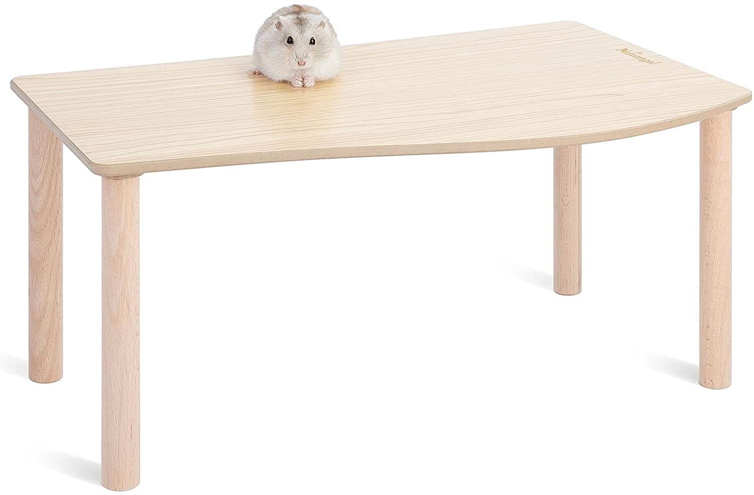 Niteangel hamster play wooden platform wave 7inch burlywood — sturdy play space for small pets.