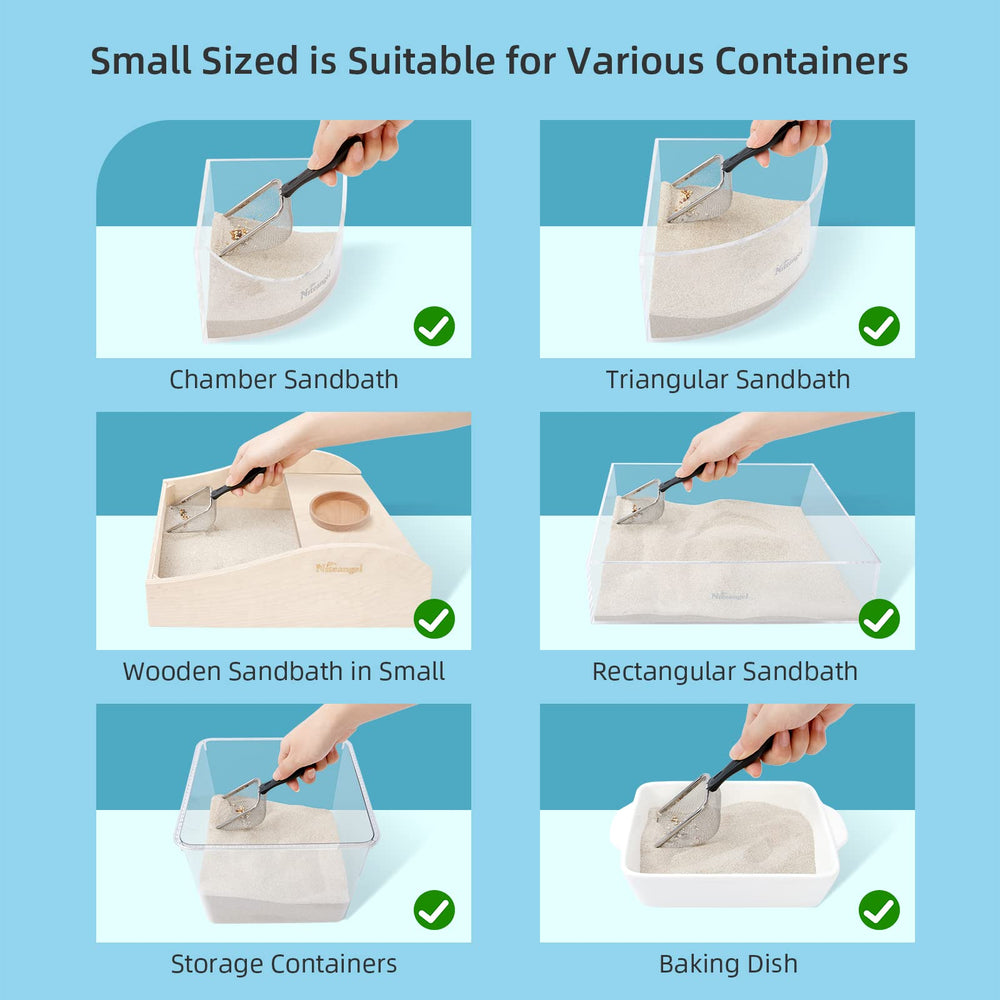 Niteangel hamster sand bath scoop dimension 6.4in shows compact fit for small terrariums.