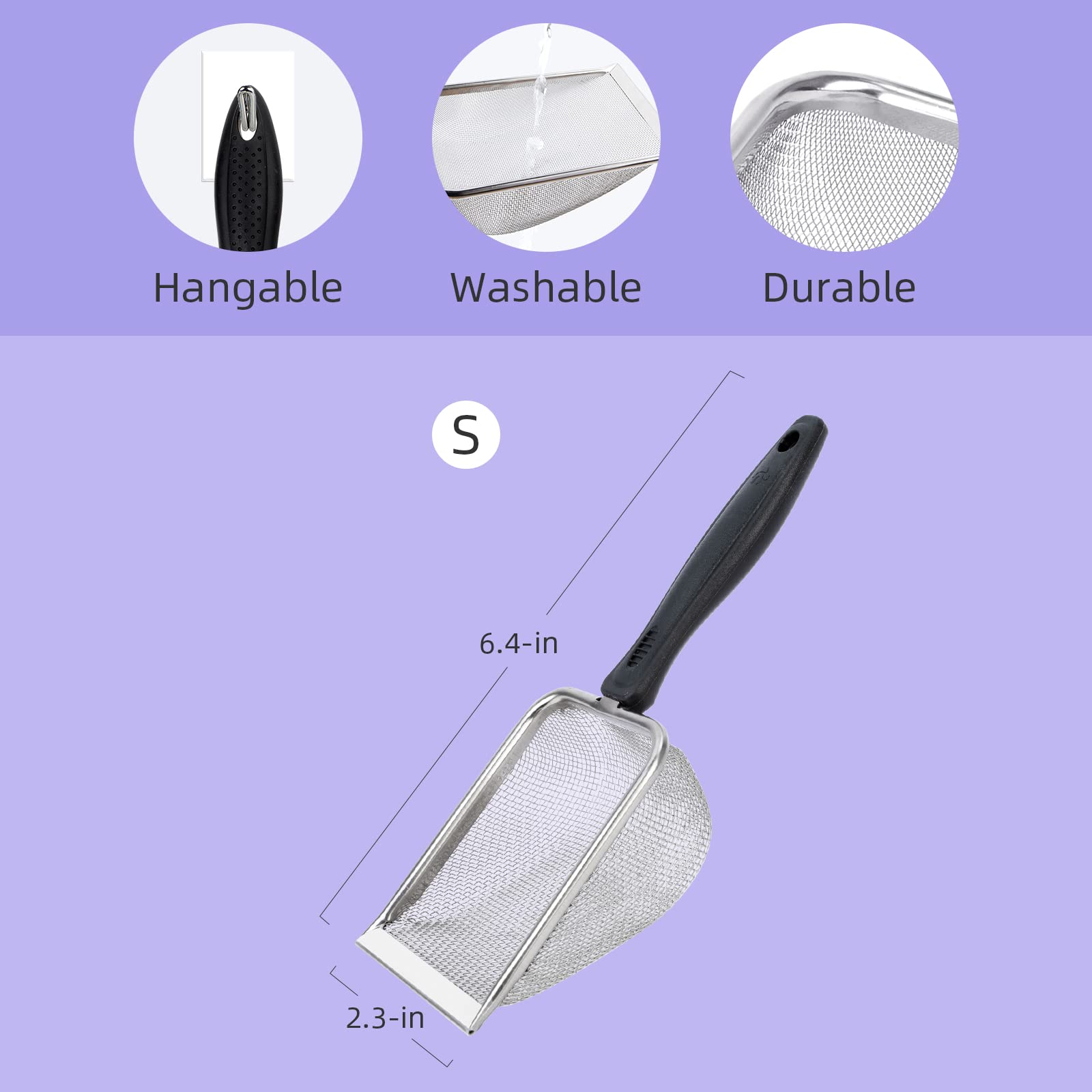 Niteangel hamster sand bath scoop mesh closeup highlights fine holes for quick debris removal.