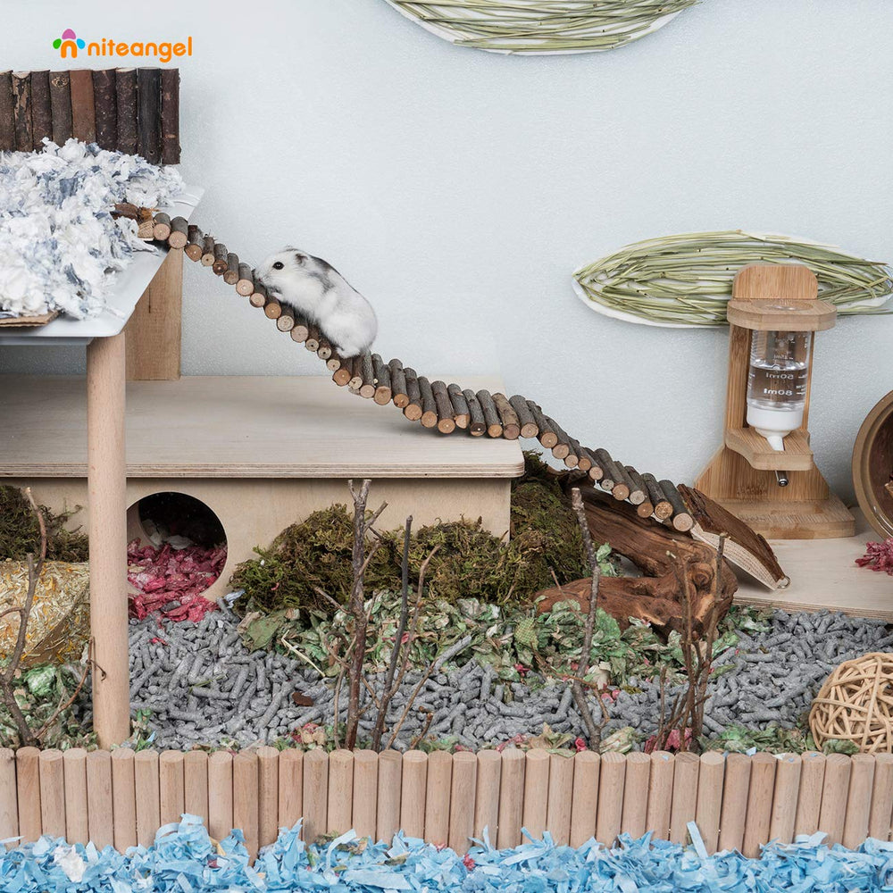 Niteangel Hamster Suspension Bridge installed in cage stimulates curiosity and enrichment