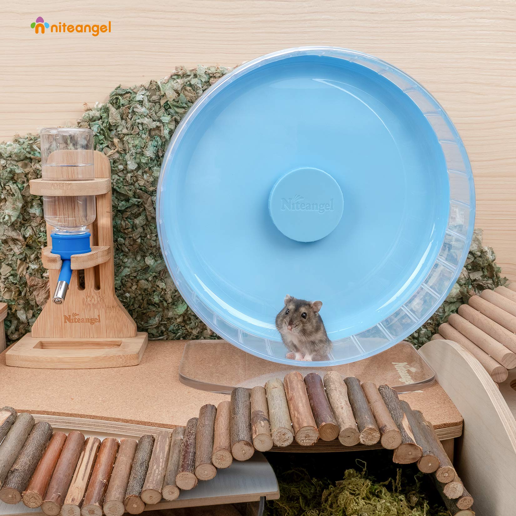 Niteangel hamster wheel base design ensures stable placement on various cages.