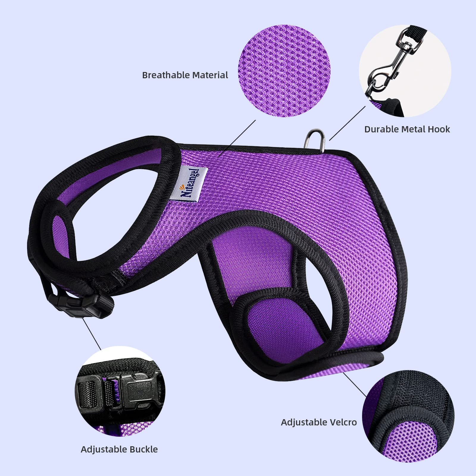 Niteangel harness padding close-up showing comfortable soft material and padding.