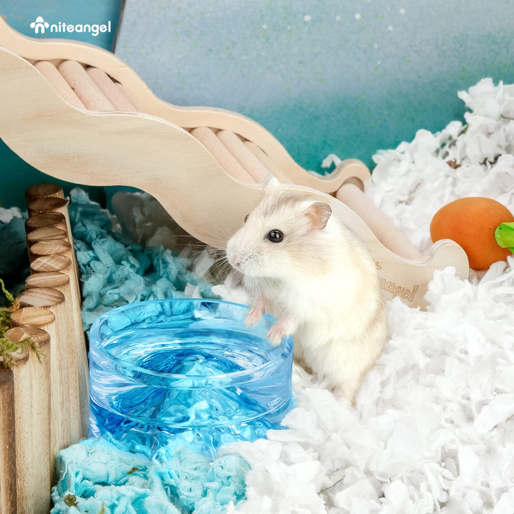 Niteangel Mount Fuji bowl fits cage corner or platforms for space-saving placement.