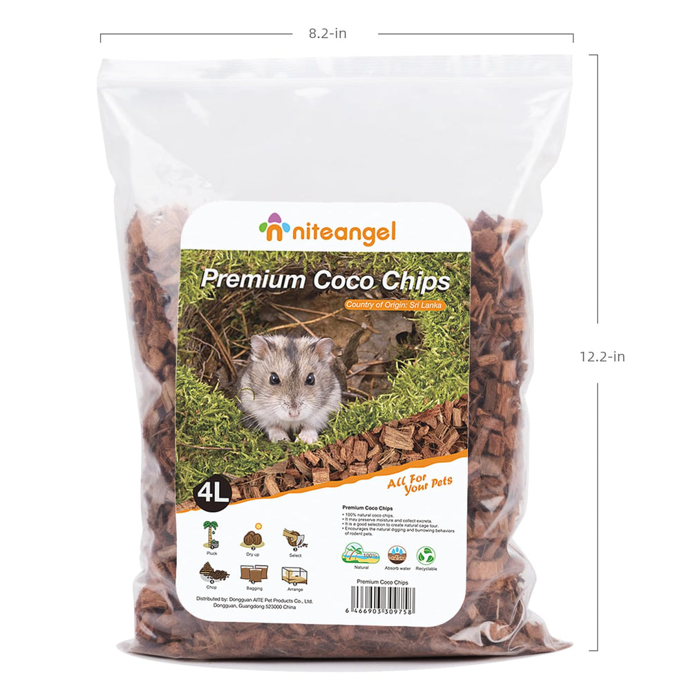 Niteangel natural bedding in hamster habitat demonstrating scent-absorbing, dry burrow for small pets.