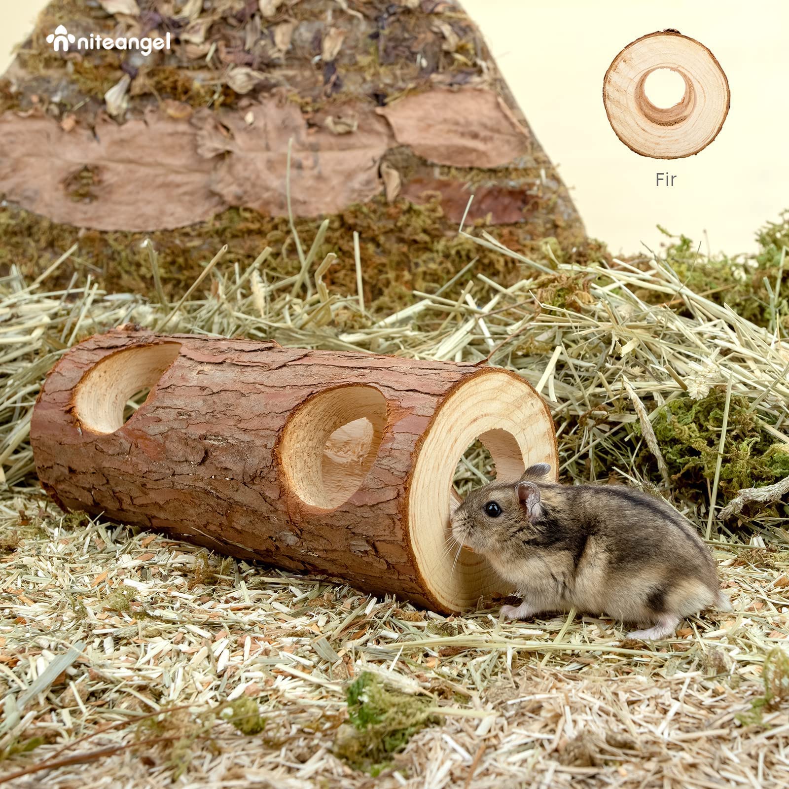 Niteangel natural fir molar-toy helps wear down teeth while chewing