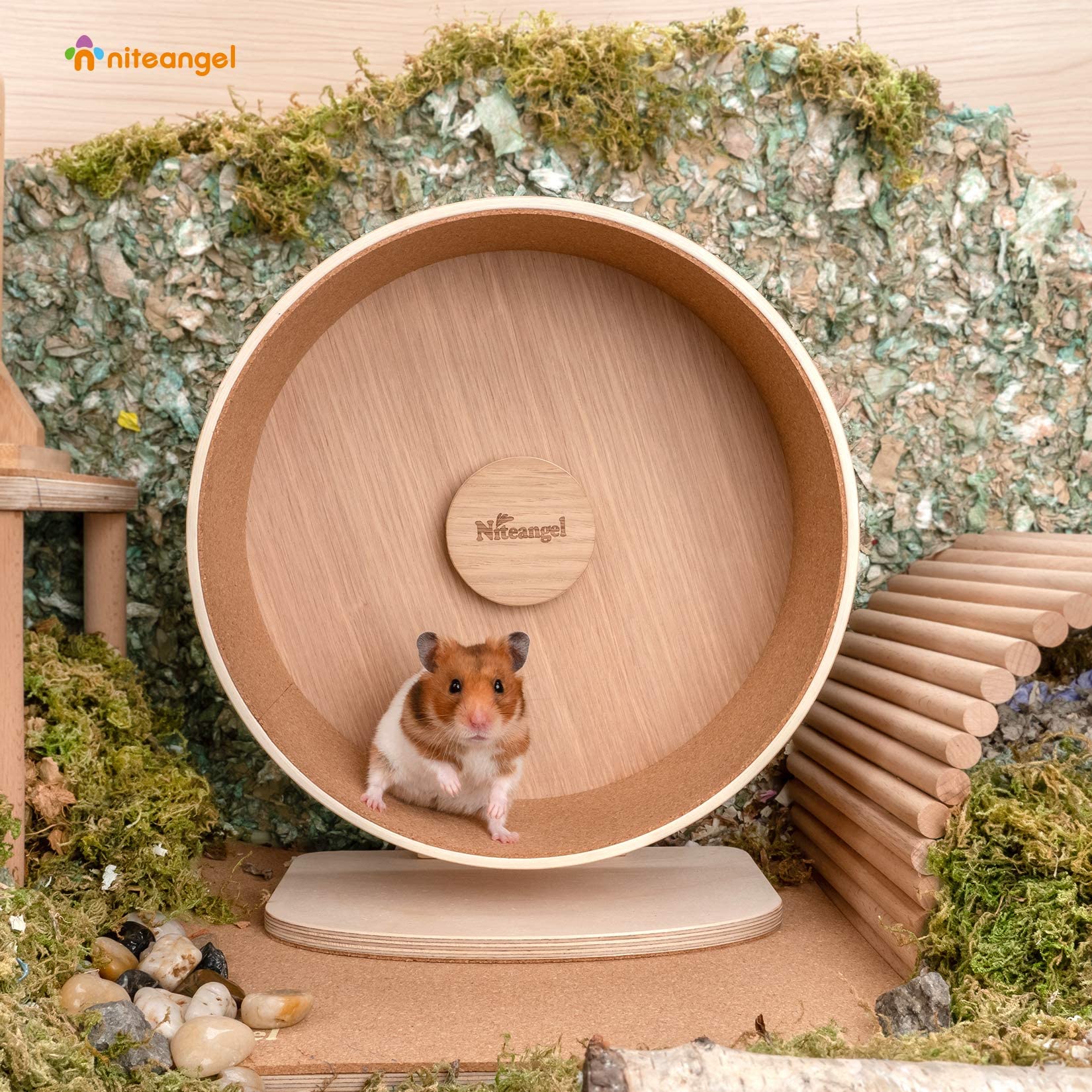 Niteangel non-tipping stand with cork mat prevents movement during running.