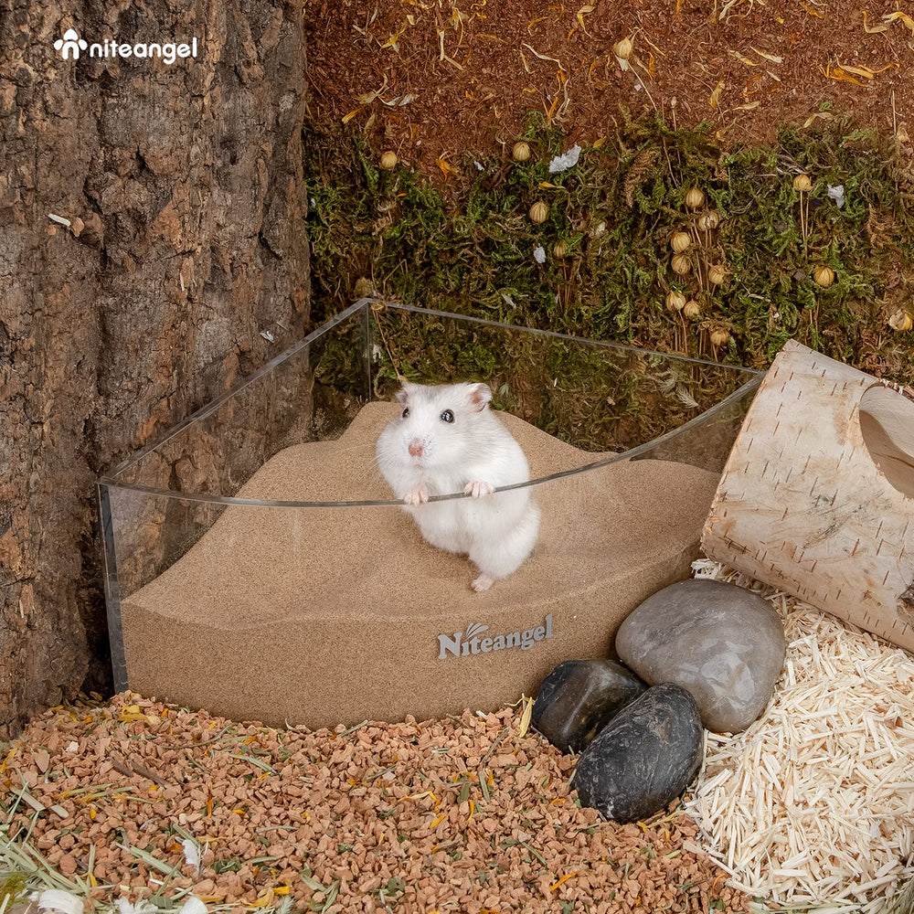 Niteangel small pets dust-free bath sand closeup highlights fine texture for easy bathing.