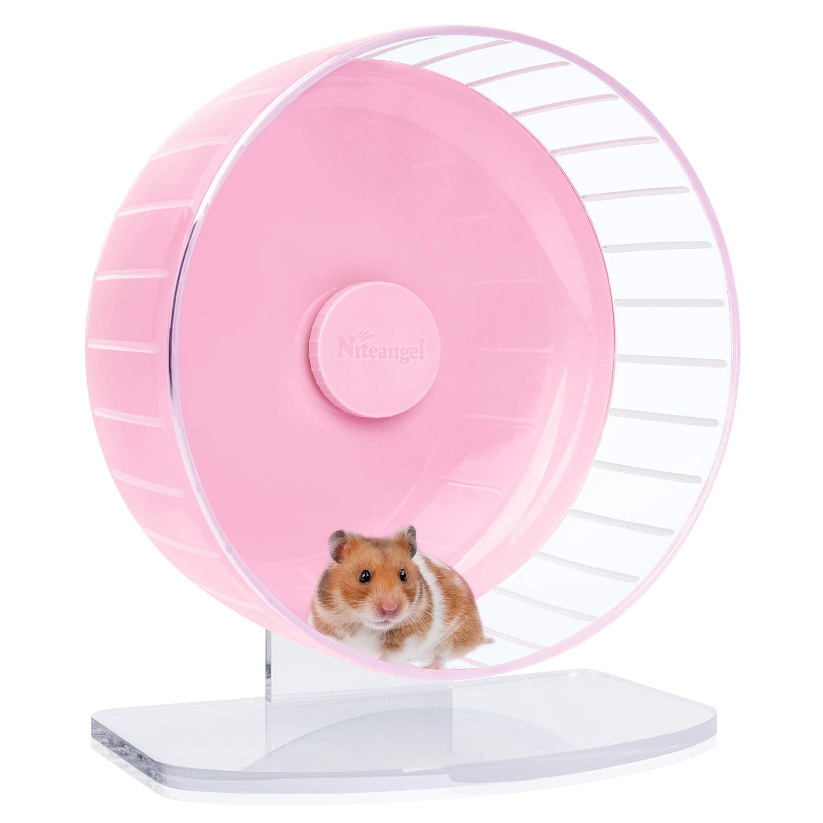 Niteangel 11-inch pink wheel front view shows large running drum for quiet exercise
