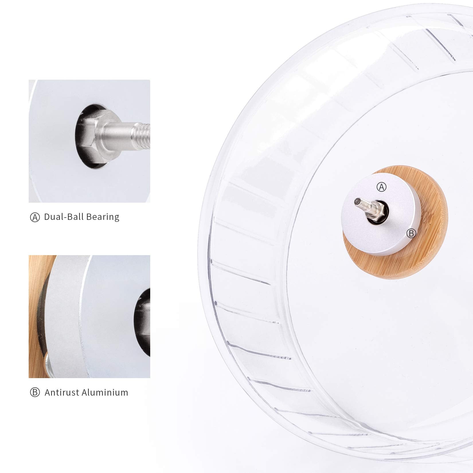Niteangel Super-Silent Hamster Wheel-dual-ball-bearing ensures smooth, low-noise running.