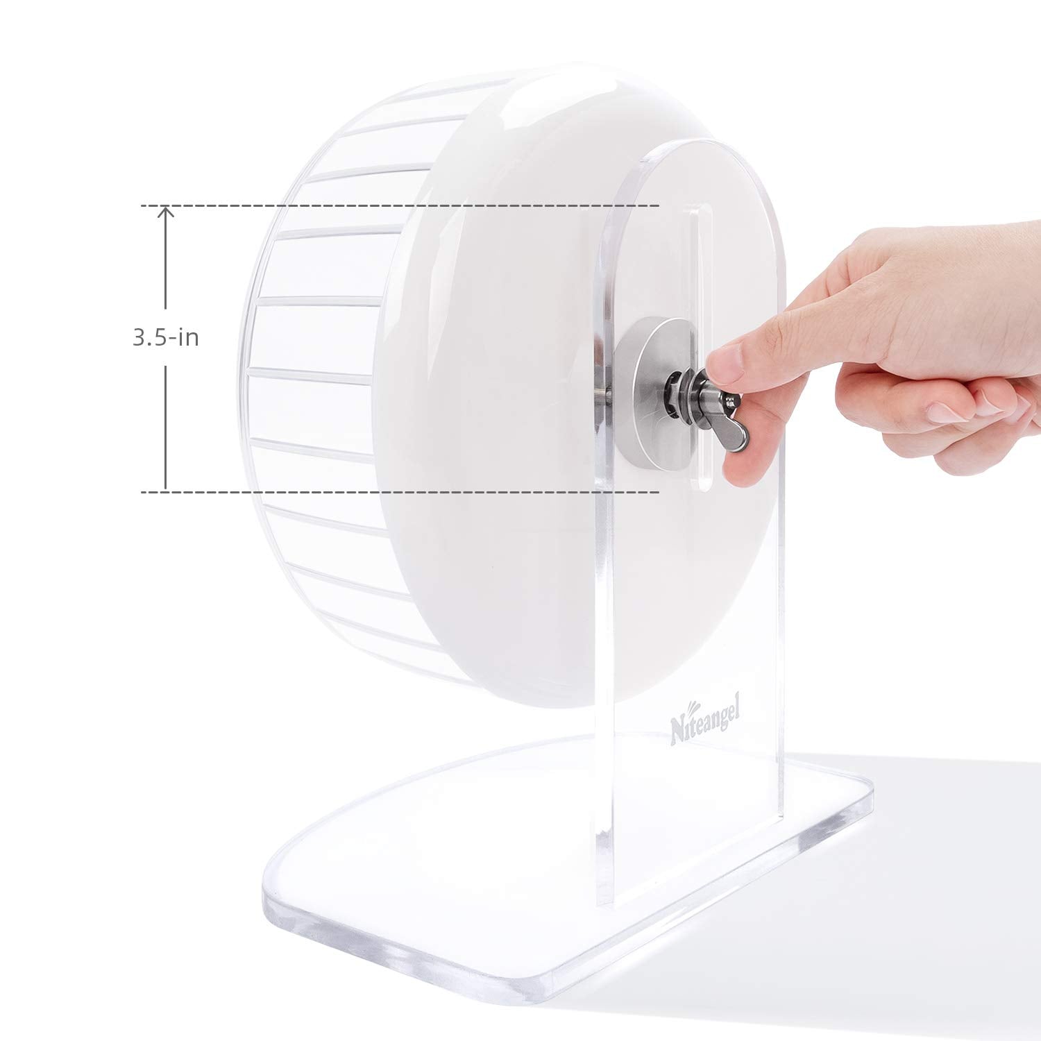 Niteangel wheel features durable PS plastic drum and acrylic base for sturdy support.