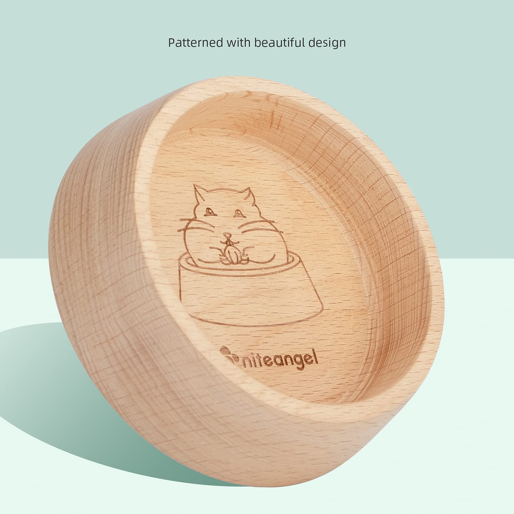Niteangel wooden bowl closeup highlights beech material and craftsmanship.