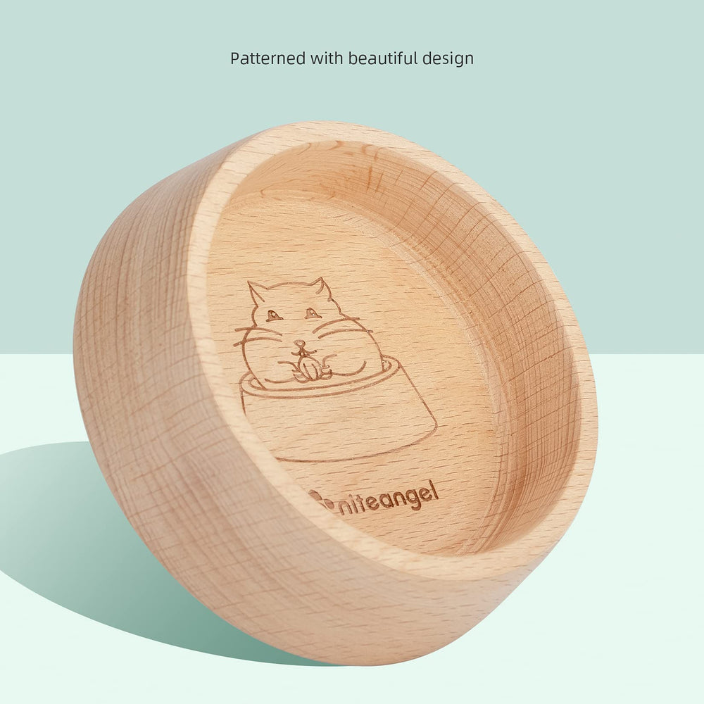 Niteangel wooden hamster bowl resists oil and dust during meals