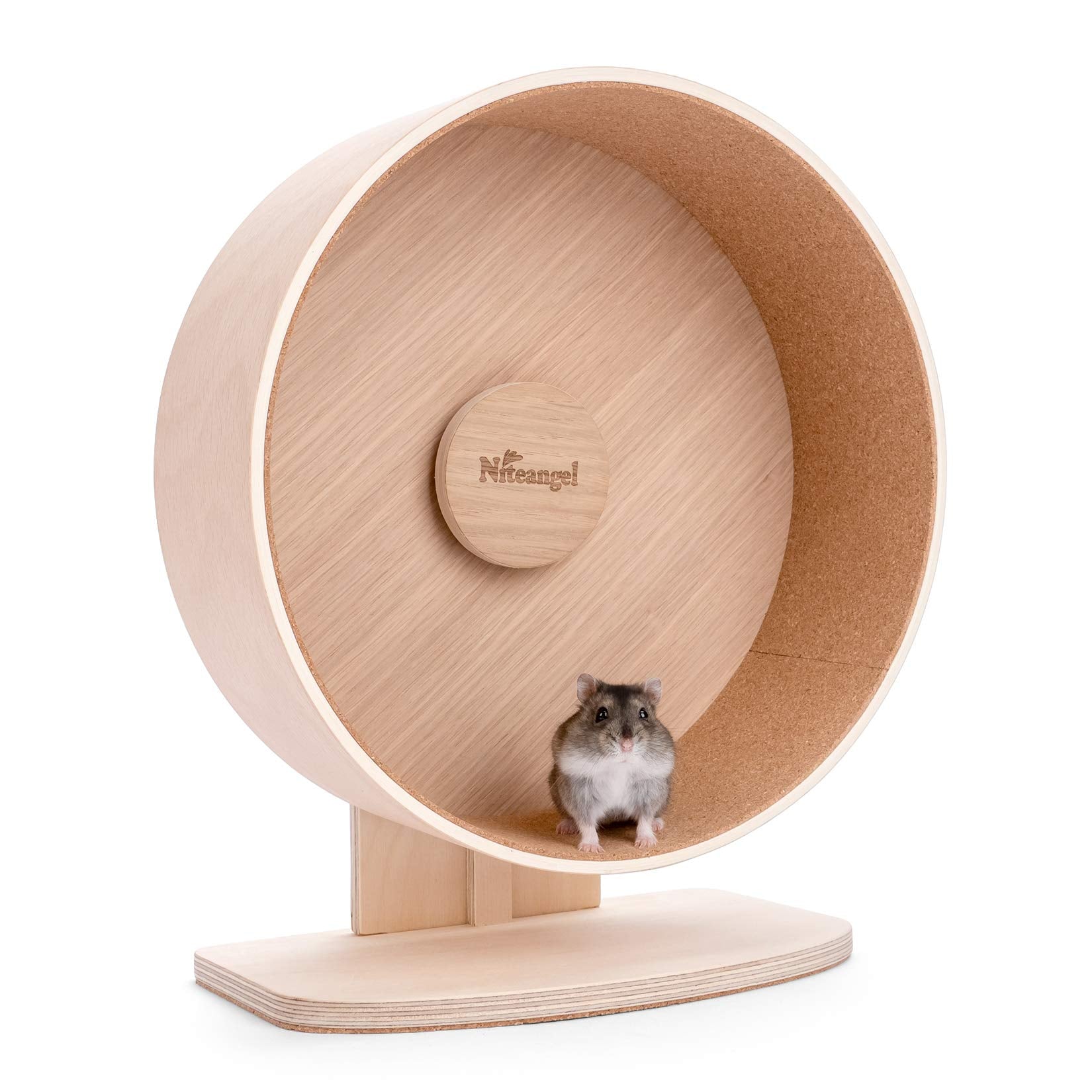 Niteangel wooden hamster wheel drum shows a back-friendly 10.2-inch size for comfortable running.