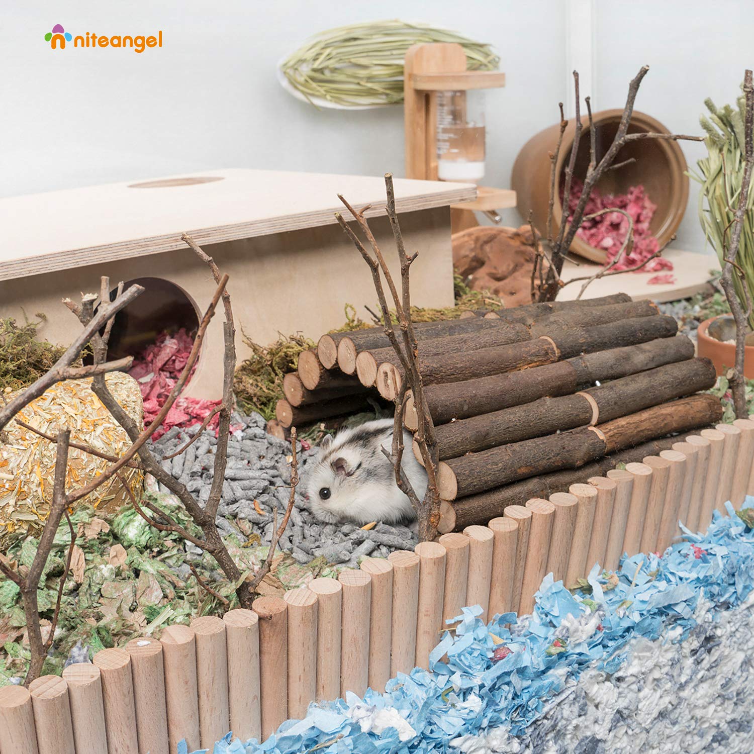 Niteangel wooden ladder bridge bent into curved shapes to fit cage spaces