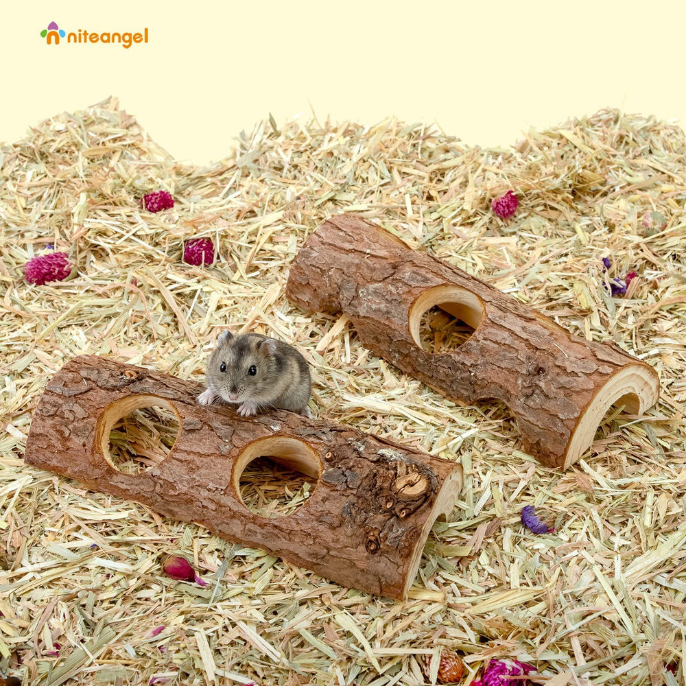 Niteangel wooden tunnel with multiple entrances stimulates exploration and nest-building