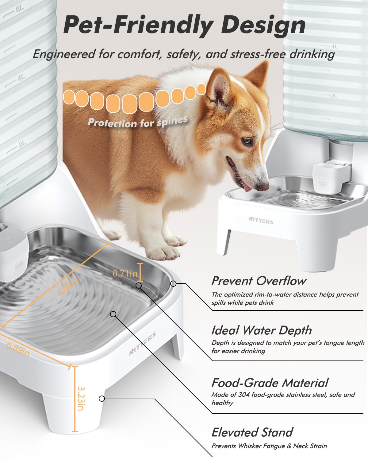 Nityers 8L capacity keeps pets hydrated for days
