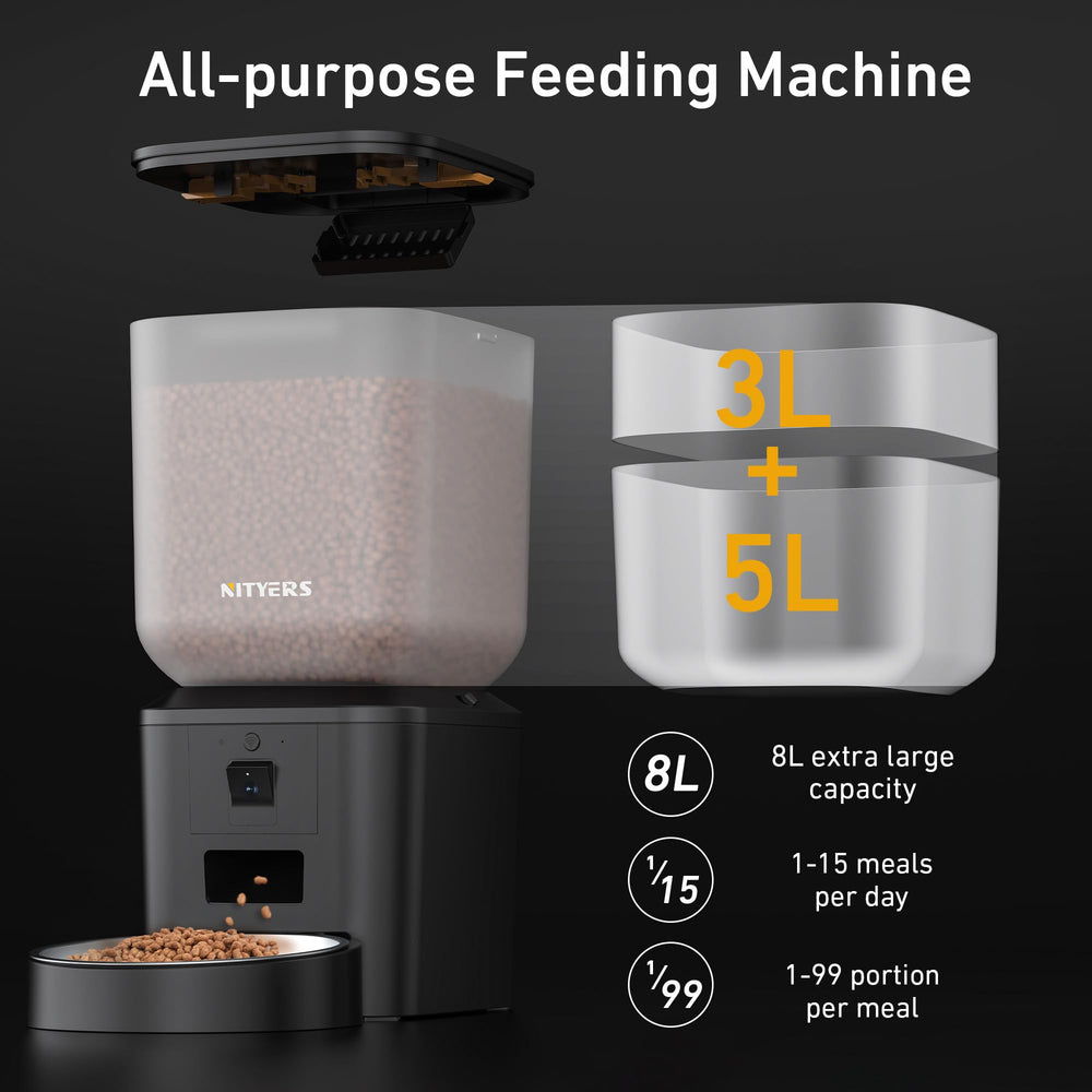 Nityers auto feeder night vision shows pets eating after dark.